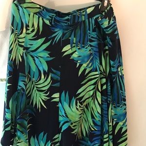skort. greens and blues tropical print